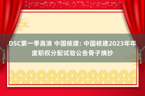 DSC第一季高清 中国核建: 中国核建2023年年度职权分配试验公告骨子摘抄