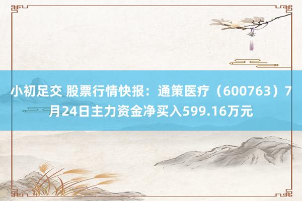 小初足交 股票行情快报：通策医疗（600763）7月24日主力资金净买入599.16万元