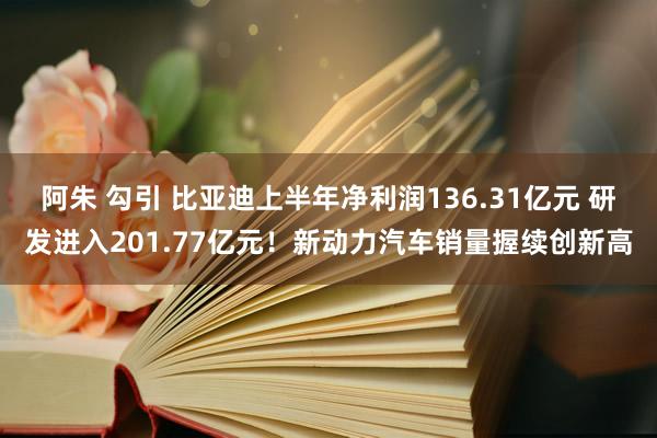 阿朱 勾引 比亚迪上半年净利润136.31亿元 研发进入201.77亿元！新动力汽车销量握续创新高