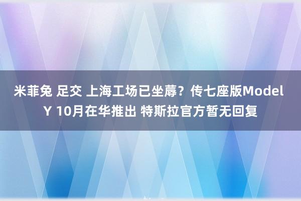 米菲兔 足交 上海工场已坐蓐？传七座版Model Y 10月在华推出 特斯拉官方暂无回复